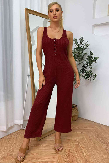 Sleeveless Straight Leg Jumpsuit