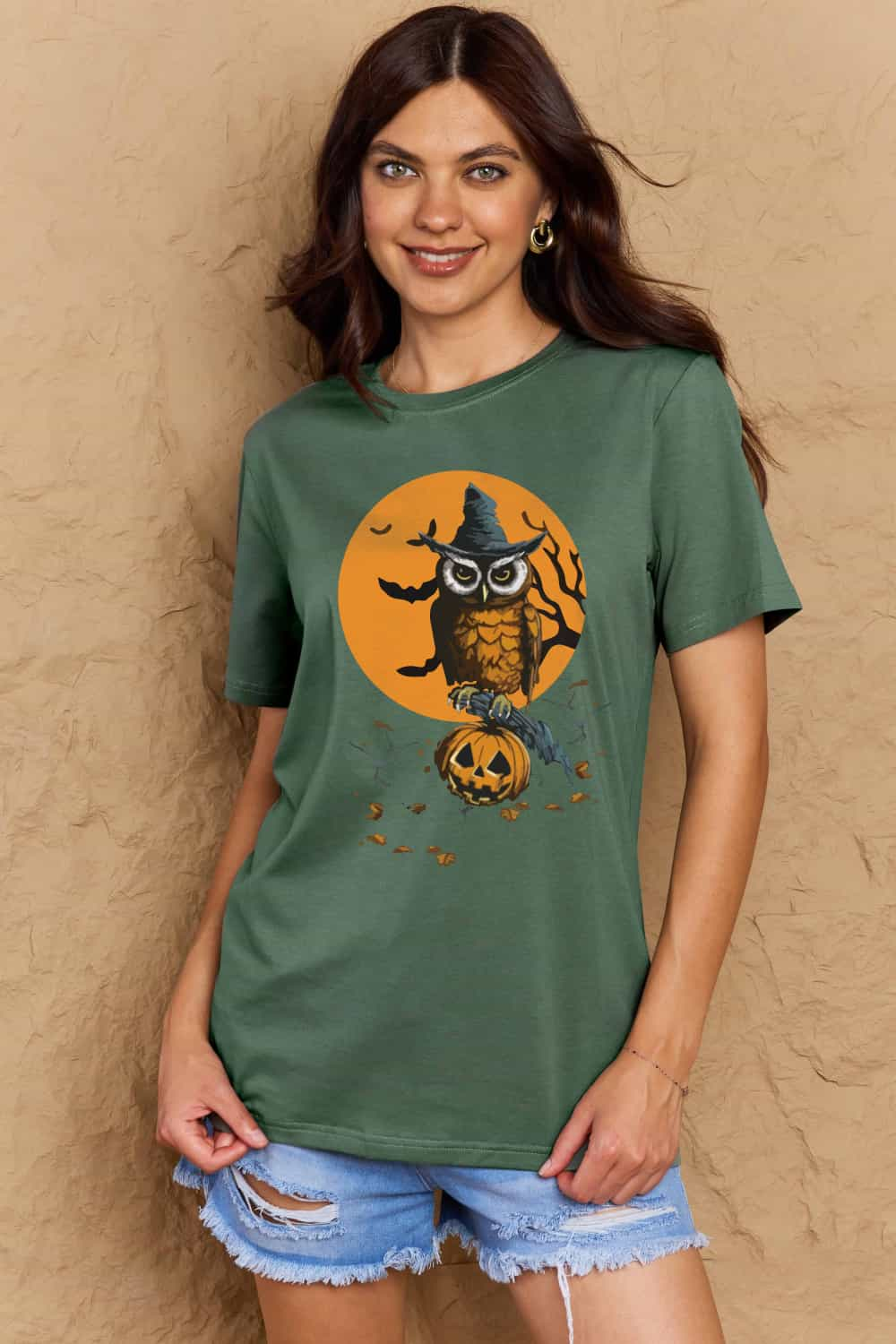 Halloween Theme Graphic Cotton T-Shirt