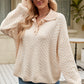 Striped Collared Neck Buttoned Pullover Sweater