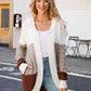 Color Block Open Front Hooded Cardigan