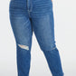 BAYEAS High Waist Distressed Washed Cropped Mom Jeans