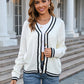 Buttoned V-Neck Long Sleeve Cardigan