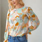 Printed Flounce Sleeve Buttoned Blouse