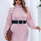 Buttoned Turtleneck Long Sleeve Sweater Dress