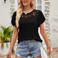 Spliced Lace Flutter Sleeve Top