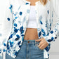 Floral Button Front Round Neck Cardigan