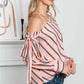 Striped Asymmetrical Long Sleeve Blouse