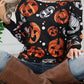 One Shoulder Jack-O'-Lantern Graphic Sweatshirt