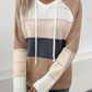 Color Block Drawstring Hooded Sweater