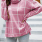 Plaid Turtleneck Drop Shoulder Sweater