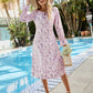 Floral Boat Neck Flounce Sleeve Dress