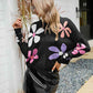 Flower Round Neck Drop Shoulder Sweater