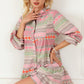 Tiered Notched Balloon Sleeve Buttoned Dress