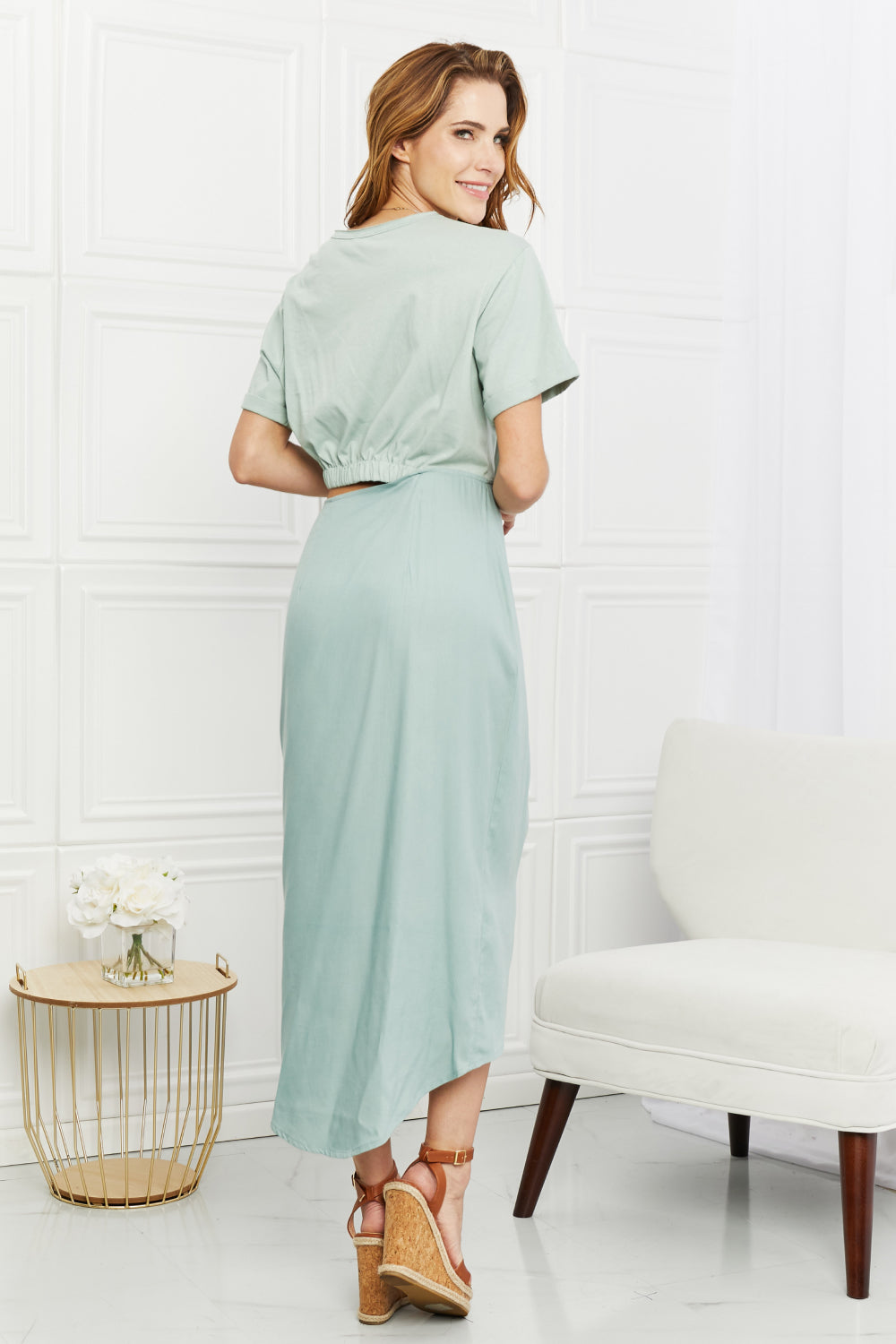 HEYSON Make It Work Cut-Out Midi Dress in Mint