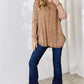 Zenana Oversized Washed Waffle Long Sleeve Top