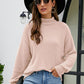 Mock Neck Dropped Shoulder Long Sleeve Sweater