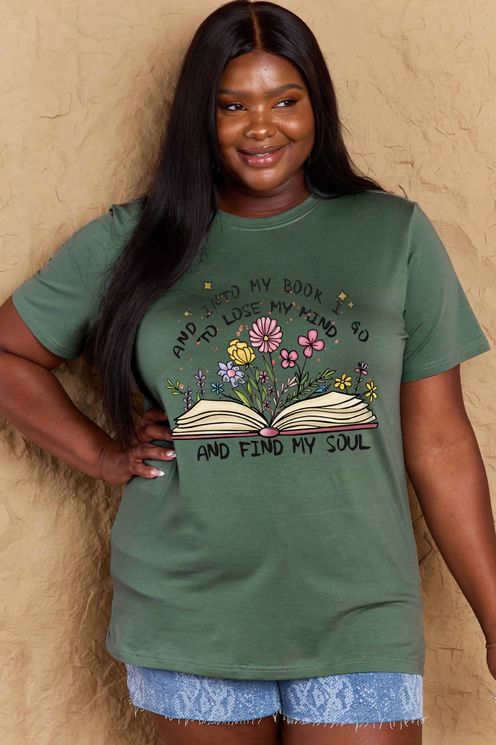 Book & Flower Graphic Cotton Tee