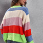 Color Block Button-Down Dropped Shoulder Cardigan