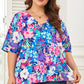 Floral Center Seam V-Neck Blouse