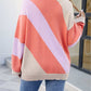 Color Block Ribbed Round Neck Sweater