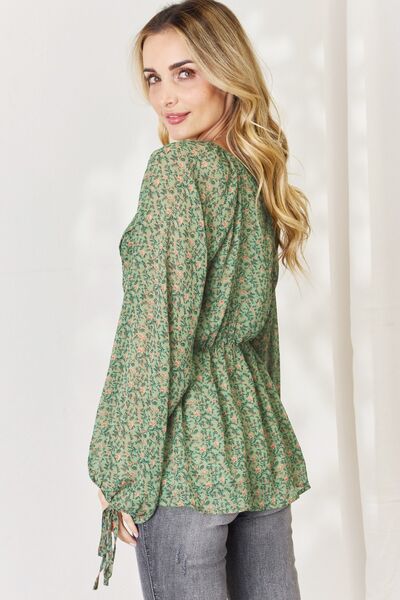 Floral Surplice Peplum Blouse