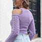 Cable-Knit Cold-Shoulder Sweater