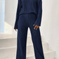 Ribbed Half Button Top and Pants Set