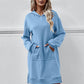 Slit Long Sleeve Hooded Dress with Pocket