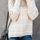 Plaid Turtleneck Drop Shoulder Sweater