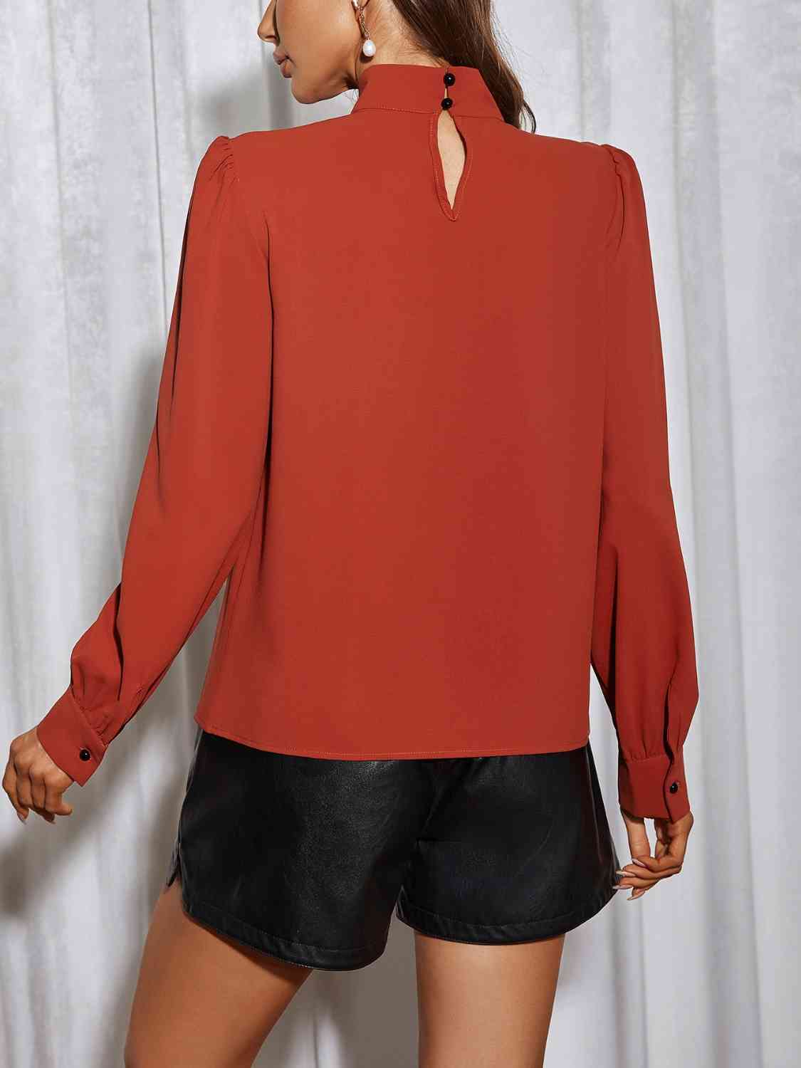 Cutout Puff Sleeve Blouse