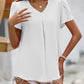 Ruche V-Neck Petal Sleeve Top