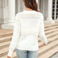 Round Neck Openwork Long Sleeve Pullover Sweater