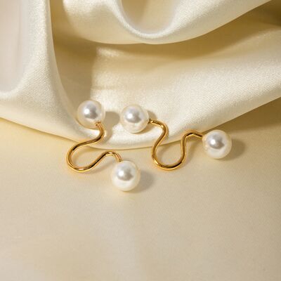 Stainless Steel Imitation Pearl Cuff Earrings