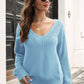 Ribbed Scoop Neck Long Sleeve Pullover Sweater