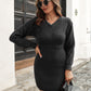 Rib-Knit V-Neck Sweater Dress