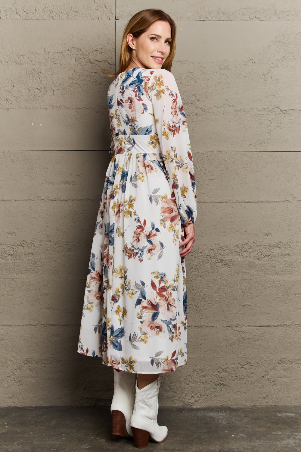 Chiffon Floral Midi Dress