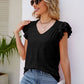 Smocked Flutter Sleeve V-Neck Top