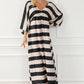 Striped V-Neck Ruched Dress