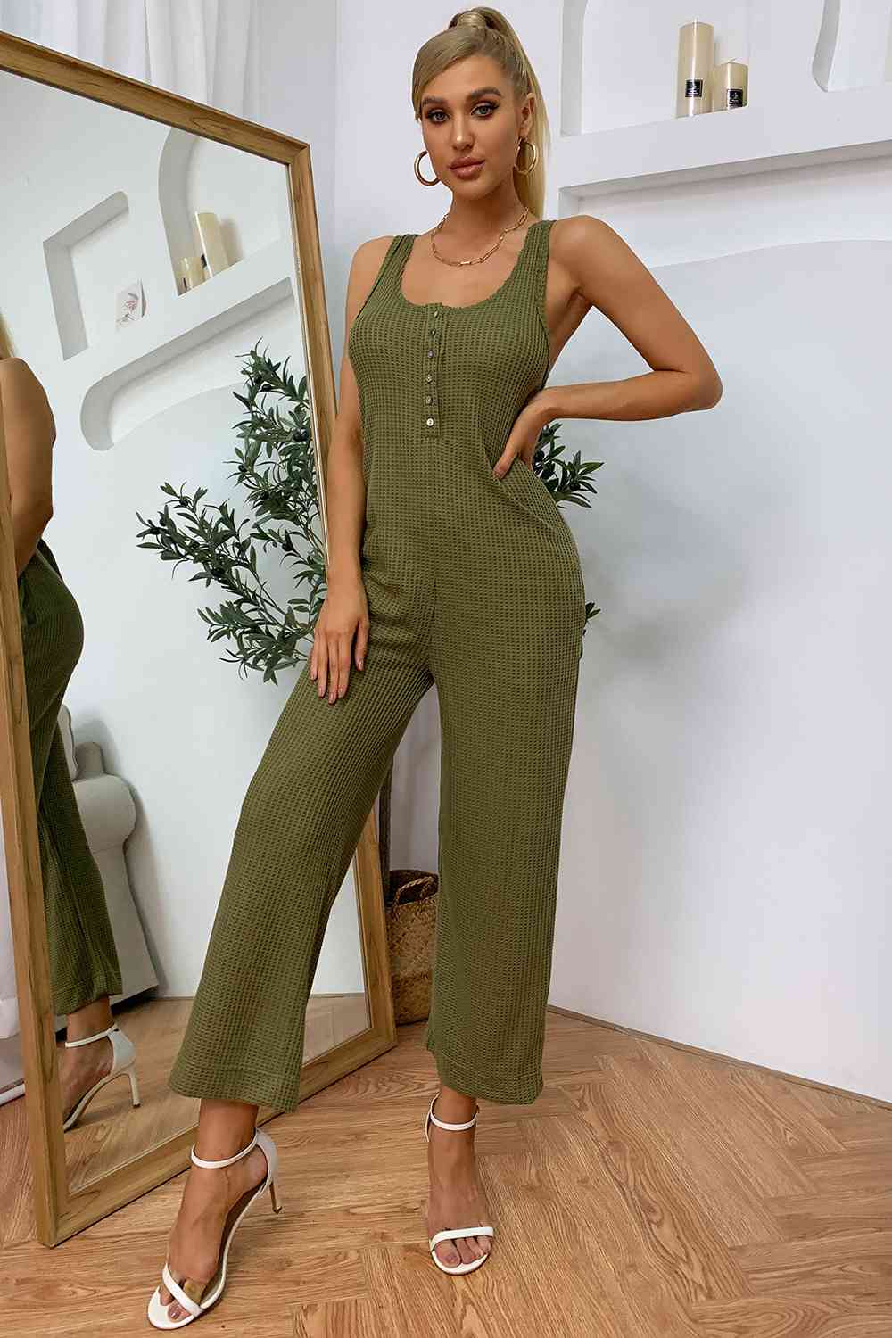 Sleeveless Straight Leg Jumpsuit