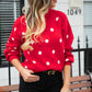 Polka Dot Round Neck Dropped Shoulder Sweater