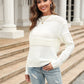 Round Neck Openwork Long Sleeve Pullover Sweater