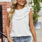 Ruffled Round Neck Sleeveless Blouse