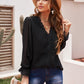 Swiss Dot Lace Trim Flounce Sleeve Blouse