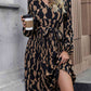 Lace Trim Long Sleeve Tie Waist Dress