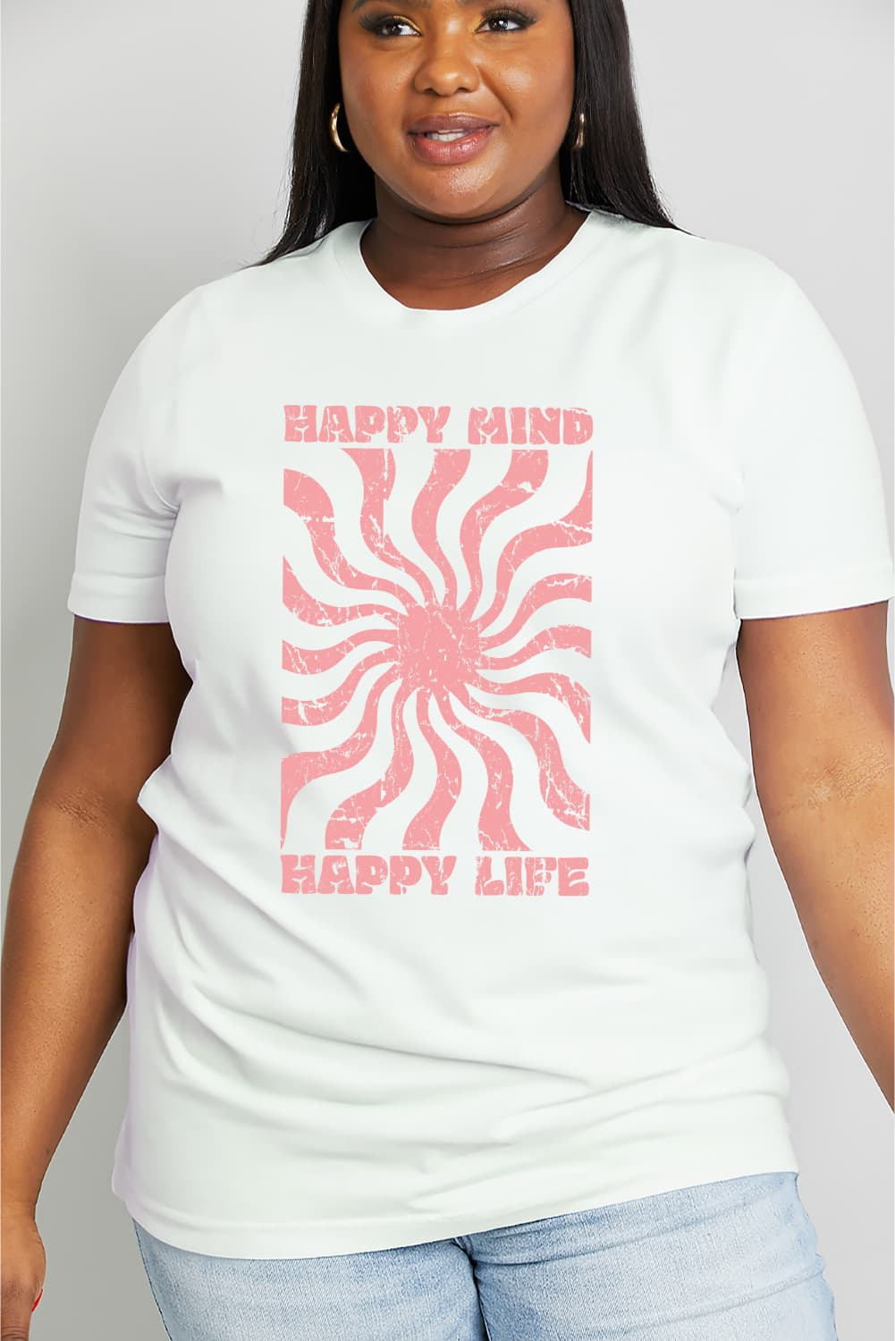HAPPY MIND HAPPY LIFE Graphic Cotton Tee