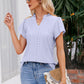 Notched Neck Puff Sleeve Blouse