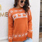 Reindeer & Snowflake Pattern Dropped Shoulder Pullover Sweater