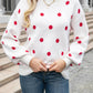 Polka Dot Round Neck Dropped Shoulder Sweater