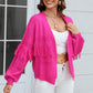 Fringe Trim Open Front Cardigan