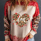 LOVE Heart Leopard Round Neck Sweatshirt